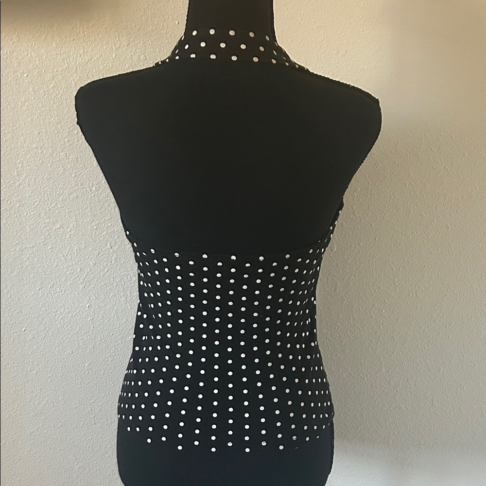 Polka Dot V Neck Halter Neck Top - Picture 4 of 7